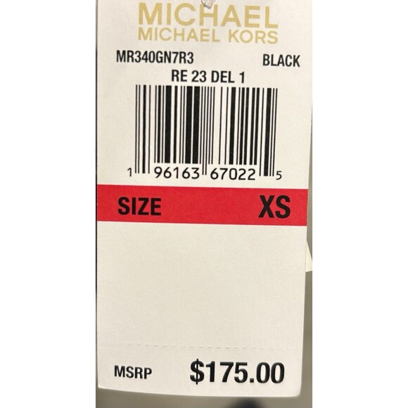 NWT Michael Kors Pleated Top Blouse Puff Sleeves Keyhole Neck Women’s XS Black - Picture 6 of 7